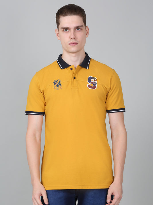 T-Shirt for Men | Breathable & Soft with Color Fastness Regular Fit Polo Neck Poly Cotton Fabric Solid Pattern