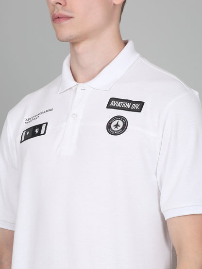 T-Shirt for Men | Breathable & Soft with Color Fastness Regular Fit Polo Neck Poly Cotton Fabric Self Design Pattern