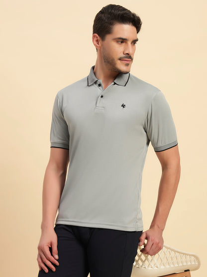 T-Shirt for Men | Breathable & Soft with Color Fastness Regular Fit Polo Neck Poly Blend Fabric Solid Pattern