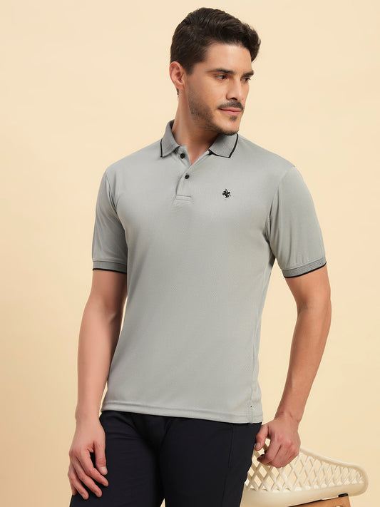 T-Shirt for Men | Breathable & Soft with Color Fastness Regular Fit Polo Neck Poly Blend Fabric Solid Pattern