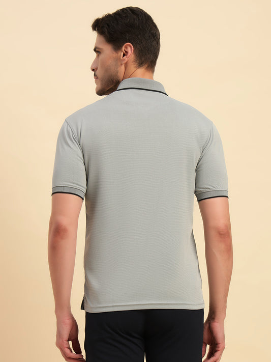 T-Shirt for Men | Breathable & Soft with Color Fastness Regular Fit Polo Neck Poly Blend Fabric Solid Pattern