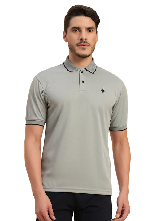 T-Shirt for Men | Breathable & Soft with Color Fastness Regular Fit Polo Neck Poly Blend Fabric Solid Pattern