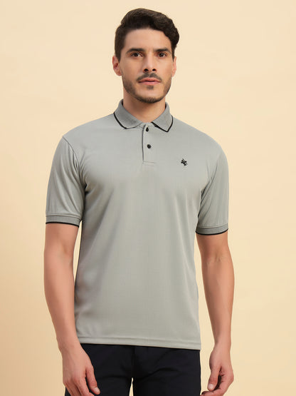 T-Shirt for Men | Breathable & Soft with Color Fastness Regular Fit Polo Neck Poly Blend Fabric Solid Pattern