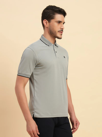 T-Shirt for Men | Breathable & Soft with Color Fastness Regular Fit Polo Neck Poly Blend Fabric Solid Pattern
