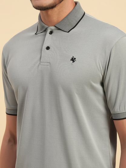 T-Shirt for Men | Breathable & Soft with Color Fastness Regular Fit Polo Neck Poly Blend Fabric Solid Pattern