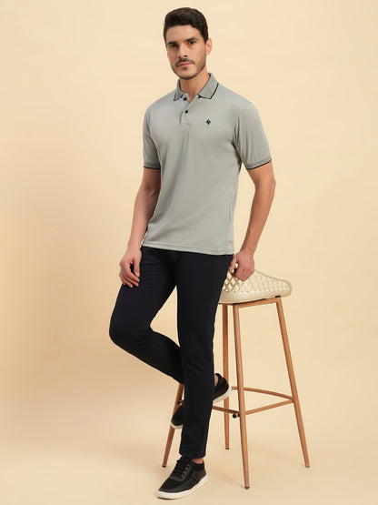 T-Shirt for Men | Breathable & Soft with Color Fastness Regular Fit Polo Neck Poly Blend Fabric Solid Pattern