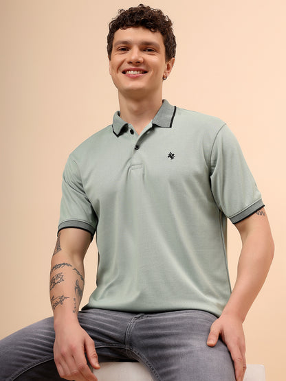 T-Shirt for Men | Breathable & Soft with Color Fastness Regular Fit Polo Neck Poly Blend Fabric Solid Pattern