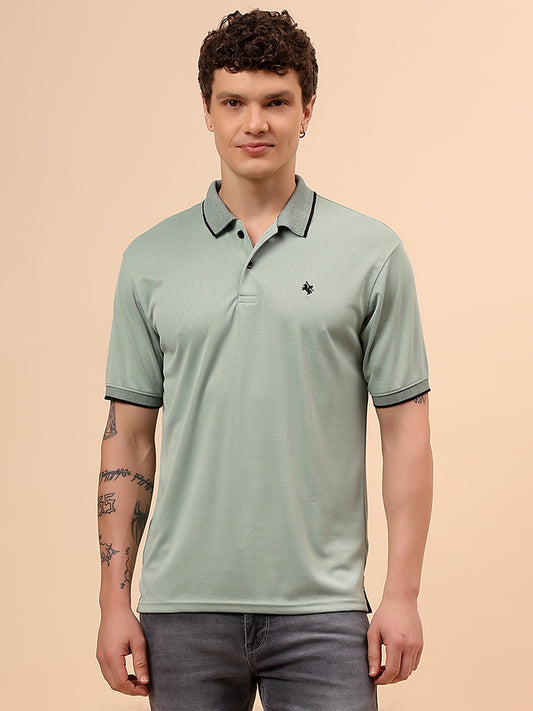 T-Shirt for Men | Breathable & Soft with Color Fastness Regular Fit Polo Neck Poly Blend Fabric Solid Pattern