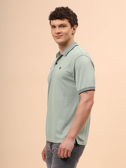 T-Shirt for Men | Breathable & Soft with Color Fastness Regular Fit Polo Neck Poly Blend Fabric Solid Pattern