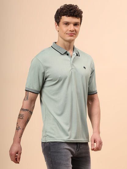 T-Shirt for Men | Breathable & Soft with Color Fastness Regular Fit Polo Neck Poly Blend Fabric Solid Pattern