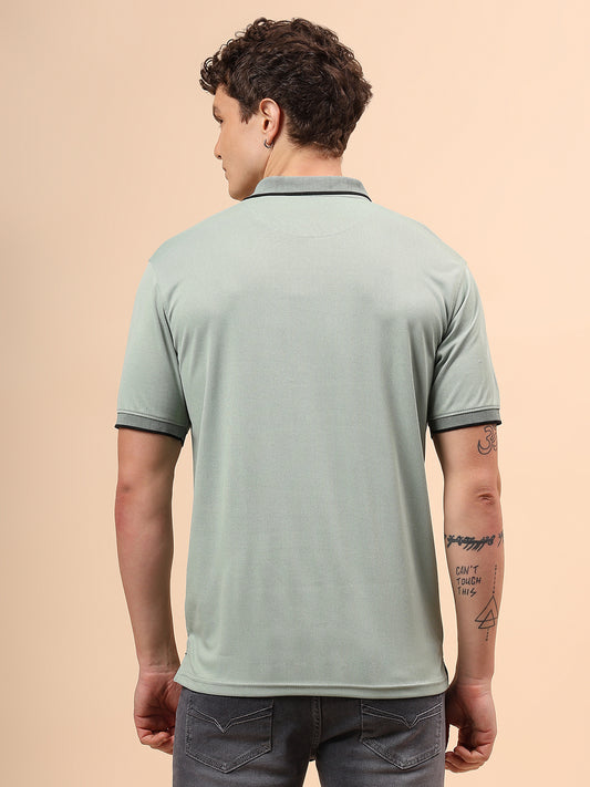 T-Shirt for Men | Breathable & Soft with Color Fastness Regular Fit Polo Neck Poly Blend Fabric Solid Pattern