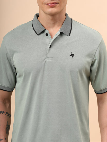 T-Shirt for Men | Breathable & Soft with Color Fastness Regular Fit Polo Neck Poly Blend Fabric Solid Pattern