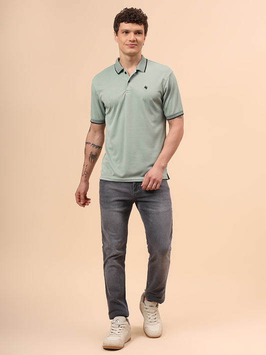 T-Shirt for Men | Breathable & Soft with Color Fastness Regular Fit Polo Neck Poly Blend Fabric Solid Pattern