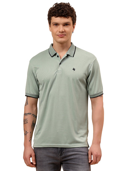 T-Shirt for Men | Breathable & Soft with Color Fastness Regular Fit Polo Neck Poly Blend Fabric Solid Pattern