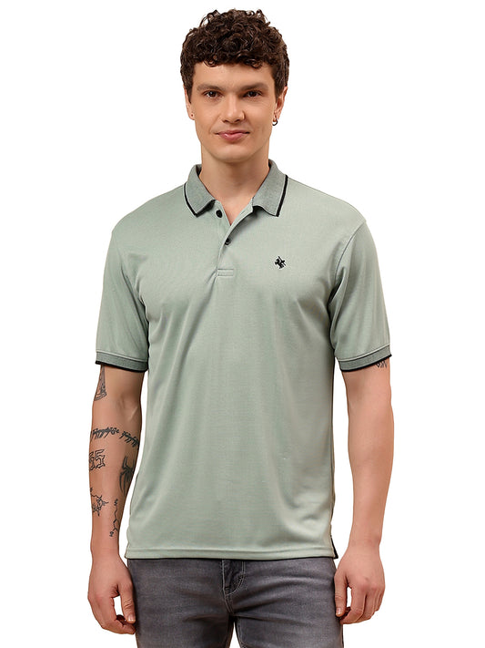 T-Shirt for Men | Breathable & Soft with Color Fastness Regular Fit Polo Neck Poly Blend Fabric Solid Pattern