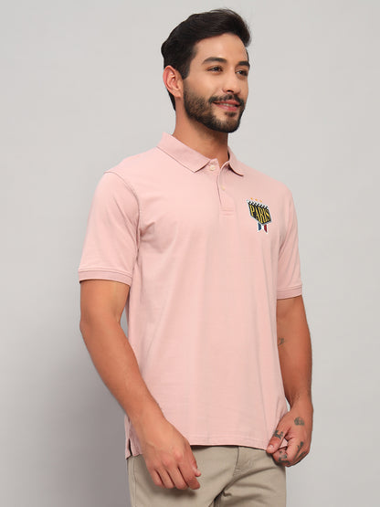 T-Shirt for Men | Breathable & Soft with Color Fastness Regular Fit Polo Neck Cotton Blend Fabric Solid Pattern