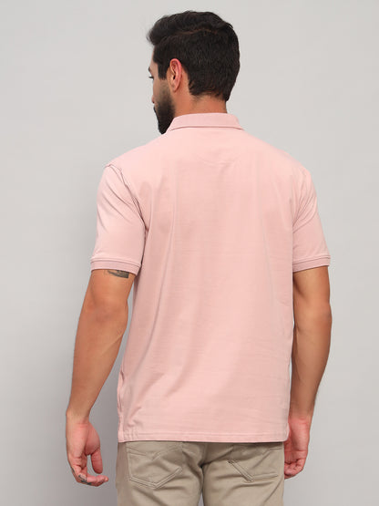 T-Shirt for Men | Breathable & Soft with Color Fastness Regular Fit Polo Neck Cotton Blend Fabric Solid Pattern