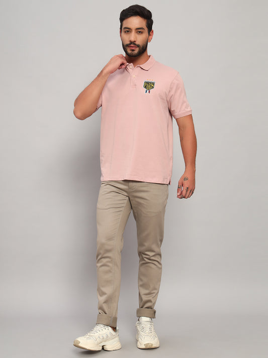 T-Shirt for Men | Breathable & Soft with Color Fastness Regular Fit Polo Neck Cotton Blend Fabric Solid Pattern