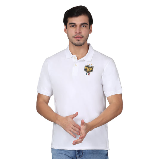 T-Shirt for Men | Breathable & Soft with Color Fastness Regular Fit Polo Neck Cotton Blend Fabric Solid Pattern