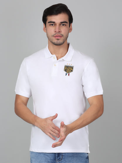 T-Shirt for Men | Breathable & Soft with Color Fastness Regular Fit Polo Neck Cotton Blend Fabric Solid Pattern