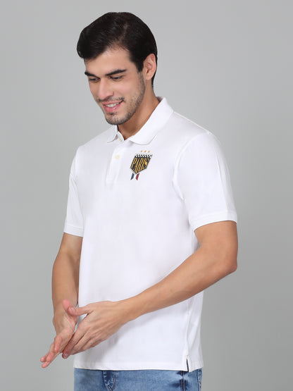 T-Shirt for Men | Breathable & Soft with Color Fastness Regular Fit Polo Neck Cotton Blend Fabric Solid Pattern