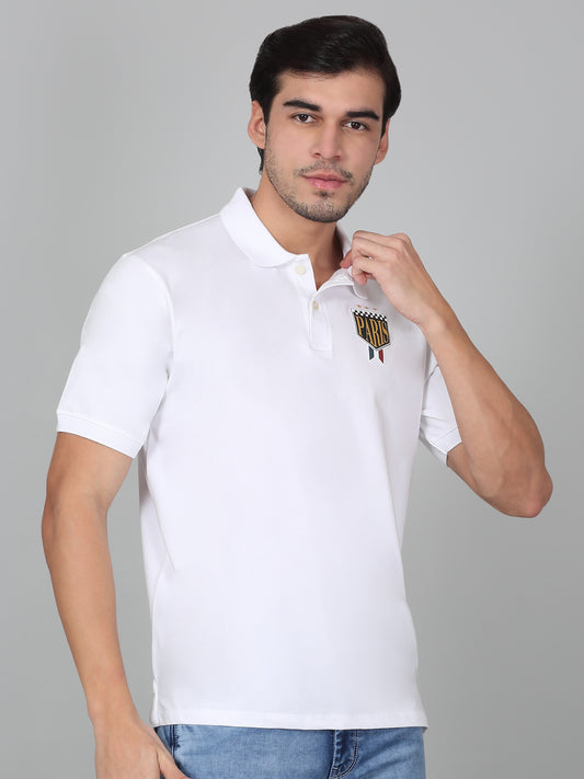 T-Shirt for Men | Breathable & Soft with Color Fastness Regular Fit Polo Neck Cotton Blend Fabric Solid Pattern