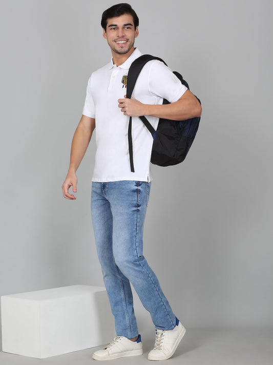 T-Shirt for Men | Breathable & Soft with Color Fastness Regular Fit Polo Neck Cotton Blend Fabric Solid Pattern