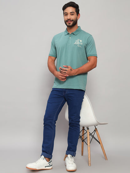 T-Shirt for Men | Breathable & Soft with Color Fastness Regular Fit Polo Neck Cotton Blend Fabric Solid Pattern