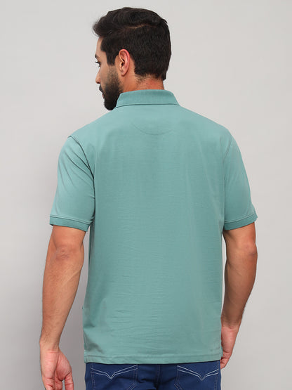T-Shirt for Men | Breathable & Soft with Color Fastness Regular Fit Polo Neck Cotton Blend Fabric Solid Pattern