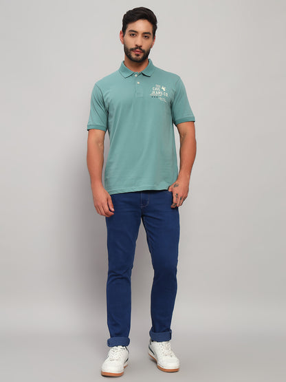 T-Shirt for Men | Breathable & Soft with Color Fastness Regular Fit Polo Neck Cotton Blend Fabric Solid Pattern