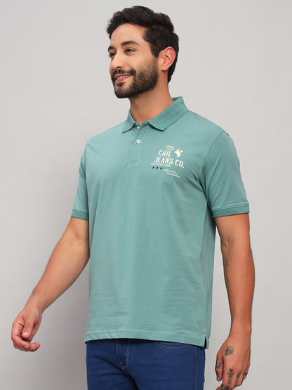 T-Shirt for Men | Breathable & Soft with Color Fastness Regular Fit Polo Neck Cotton Blend Fabric Solid Pattern