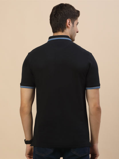 T-Shirt for Men | Breathable & Soft with Color Fastness Regular Fit Polo Neck Poly Cotton Fabric Solid Pattern