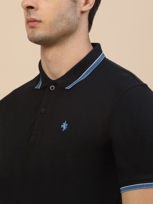 T-Shirt for Men | Breathable & Soft with Color Fastness Regular Fit Polo Neck Poly Cotton Fabric Solid Pattern