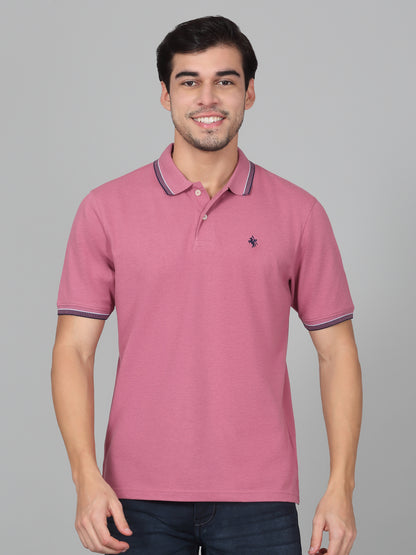 T-Shirt for Men | Breathable & Soft with Color Fastness Regular Fit Polo Neck Poly Cotton Fabric Solid Pattern