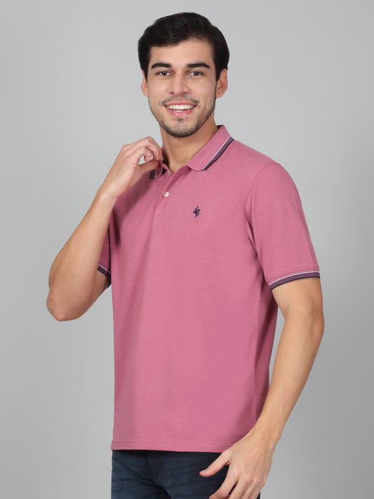 T-Shirt for Men | Breathable & Soft with Color Fastness Regular Fit Polo Neck Poly Cotton Fabric Solid Pattern