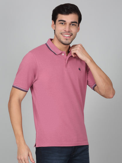 T-Shirt for Men | Breathable & Soft with Color Fastness Regular Fit Polo Neck Poly Cotton Fabric Solid Pattern