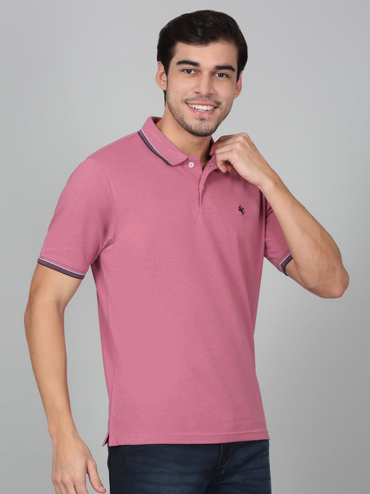 T-Shirt for Men | Breathable & Soft with Color Fastness Regular Fit Polo Neck Poly Cotton Fabric Solid Pattern
