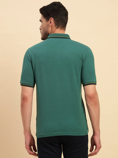 T-Shirt for Men | Breathable & Soft with Color Fastness Regular Fit Polo Neck Poly Cotton Fabric Solid Pattern