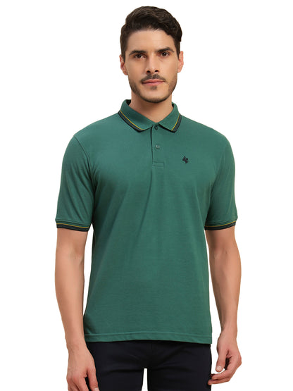 T-Shirt for Men | Breathable & Soft with Color Fastness Regular Fit Polo Neck Poly Cotton Fabric Solid Pattern