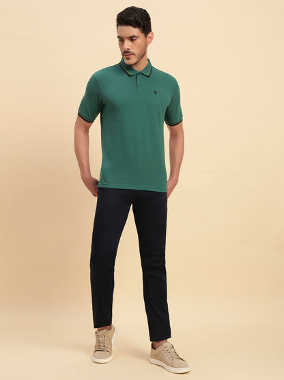 T-Shirt for Men | Breathable & Soft with Color Fastness Regular Fit Polo Neck Poly Cotton Fabric Solid Pattern