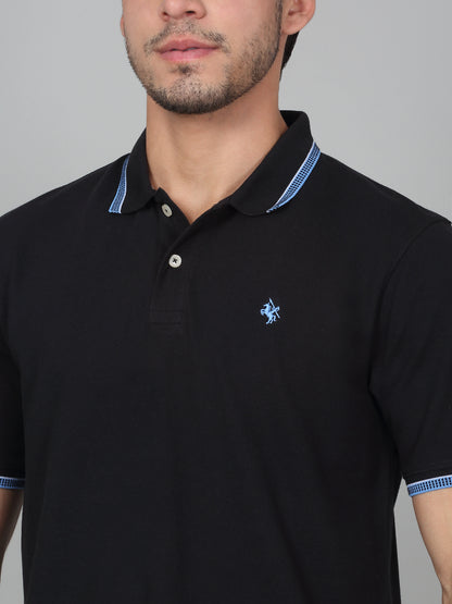 T-Shirt for Men | Breathable & Soft with Color Fastness Regular Fit Polo Neck Poly Cotton Fabric Solid Pattern