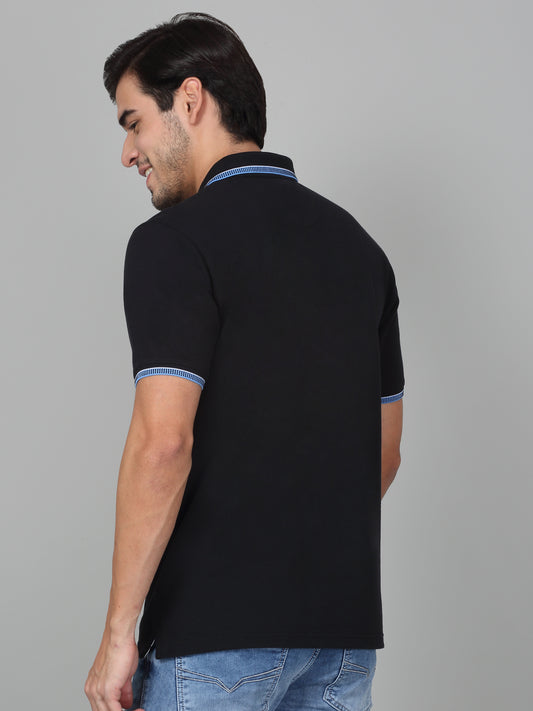 T-Shirt for Men | Breathable & Soft with Color Fastness Regular Fit Polo Neck Poly Cotton Fabric Solid Pattern