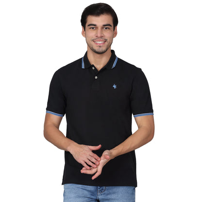 T-Shirt for Men | Breathable & Soft with Color Fastness Regular Fit Polo Neck Poly Cotton Fabric Solid Pattern