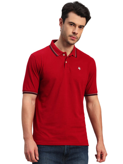 T-Shirt for Men | Breathable & Soft with Color Fastness Regular Fit Polo Neck Poly Cotton Fabric Solid Pattern