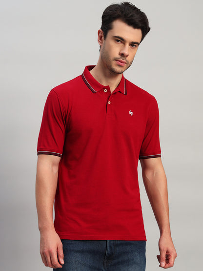 T-Shirt for Men | Breathable & Soft with Color Fastness Regular Fit Polo Neck Poly Cotton Fabric Solid Pattern