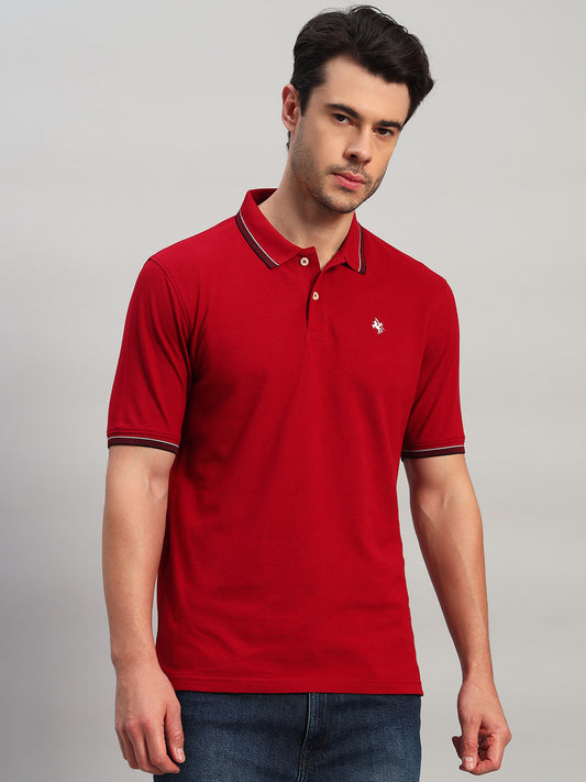 T-Shirt for Men | Breathable & Soft with Color Fastness Regular Fit Polo Neck Poly Cotton Fabric Solid Pattern