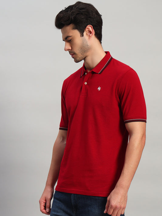 T-Shirt for Men | Breathable & Soft with Color Fastness Regular Fit Polo Neck Poly Cotton Fabric Solid Pattern