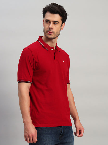 T-Shirt for Men | Breathable & Soft with Color Fastness Regular Fit Polo Neck Poly Cotton Fabric Solid Pattern