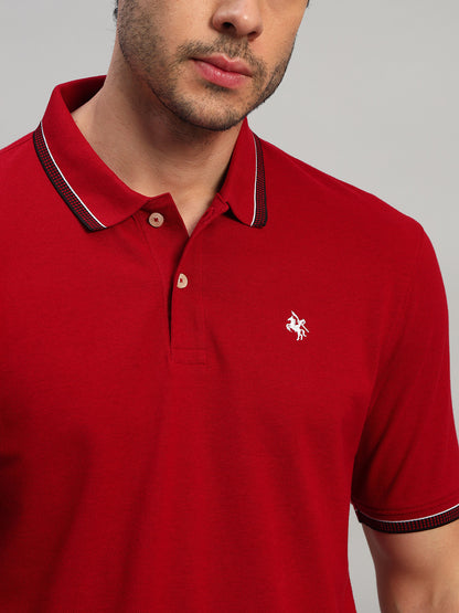 T-Shirt for Men | Breathable & Soft with Color Fastness Regular Fit Polo Neck Poly Cotton Fabric Solid Pattern