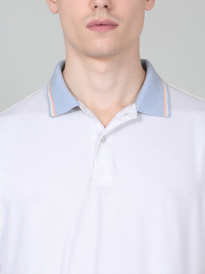 T-Shirt for Men | Breathable & Soft with Color Fastness Regular Fit Polo Neck Cotton Blend Fabric Solid Pattern